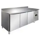 REFRIGERATED TABLE WITH UPSTAND - AISI 304 STAINLESS STEEL - VENTILATED COOLING - Mod CXF3200TN - GASTRONORM 1/1 (cm 53 x 32,5) - N 3 DOORS - CAPACITY Lt 358 - TEMPERATURE -2°/+8°C - Dim cm L 179,5 x D 70 x h 96