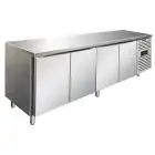 REFRIGERATED TABLE - AISI 304 STAINLESS STEEL - VENTILATED COOLING - Mod CXF4100BT - GASTRONORM 1/1 (cm 53 x 32,5) - N 4 DOORS - CAPACITY Lt 476 - TEMPERATURE -18°/-22°C - Dim cm L 223 x D 70 x h 86