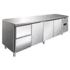 REFRIGERATED TABLE - AISI 304 STAINLESS STEEL - VENTILATED - Mod CXF4110TN - GASTRONORM 1/1 (53 x 32,5 cm) - 3 REFRIGERATED DOORS - 2 REFRIGERATED DRAWERS - CAPACITY 476 lt - TEMPERATURE -2°/+8°C - Dimensions cm L 223 x D 70 x H 86