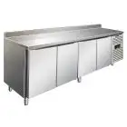 REFRIGERATED TABLE WITH UPSTAND - AISI 304 STAINLESS STEEL - VENTILATED COOLING - Mod CXF4200TN - GASTRONORM 1/1 (cm 53 x 32,5) - N 4 DOORS - CAPACITY Lt 476 - TEMPERATURE -2°/+8°C - Dim cm L 223 x D 70 x h 96