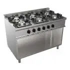 GAS COOKER, FREE-STANDING, 6-BURNERS - MOD. G7NURG6DC6M - Open cupboard - With pilot light - Power kW 27 - Dimensions: cm L 120 x D 70 x H 85 - CE approved