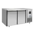 REFRIGERATED TABLE - STAINLESS STEEL - VENTILATED COOLING - Mod.EPF3462GR - ENERGY CLASS C - GASTRONORM 1/1 (cm 53 x 32,5) - N. 2 DOORS - CAPACITY Lt 280 - TEMPERATURE -17°/-22°C - Dim. cm. L 136 x D 70 x h 85 - CE APPROVED