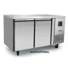 REFRIGERATED TABLE - STAINLESS STEEL - VENTILATED COOLING - Mod.FQG4533GR - Gastronorm 1/1 (cm 53 x 32,5) - N. 2 DOORS - CAPACITY L 280 - TEMPERATURE 0°/+8°C - Dim. cm. L 136 x D 70 x h 85 - CE approved
