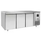 REFRIGERATED TABLE - STAINLESS STEEL - SNACK MODEL - VENTILATED COOLING - Mod.EPF3471GR-304T - N. 3 DOORS - CAPACITY Lt 360 - TEMPERATURE -17°/-22°C - Dim. cm. L 179,5 x D 60 x h 85 - CE APPROVED
