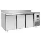 REFRIGERATED TABLE WITH UPSTAND - STAINLESS STEEL - SNACK MODEL - VENTILATED COOLING - Mod.EPF3431GR-SB-304T - N. 3 DOORS - CAPACITY Lt 360 - TEMPERATURE -2°/+8°C - Dim. cm. L 179,5 x D 60 x h 95 - CE APPROVED