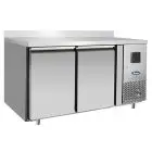 REFRIGERATED TABLE WITH UPSTAND - STAINLESS STEEL - SNACK MODEL - VENTILATED COOLING - Mod.EPF3461GR-SB-304T - N. 2 DOORS - CAPACITY Lt 240 - TEMPERATURE -17°/-22°C - Dim. cm. L 136 x D 60 x h 95 - CE APPROVED