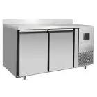 REFRIGERATED TABLE WITH UPSTAND - STAINLESS STEEL - VENTILATED COOLING - Mod. FQG4573A - Gastronorm 1/1 (cm 53 x 32,5) - N. 2 DOORS - CAPACITY L 280 - TEMPERATURE -22°/-17°C - Dim. cm. L 136 x D 70 x h 95 - CE approved