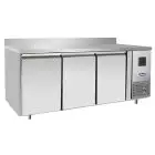 REFRIGERATED TABLE WITH UPSTAND - STAINLESS STEEL - SNACK MODEL - VENTILATED COOLING - Mod.EPF3471GR-SB-304T - N. 3 DOORS - CAPACITY Lt 360 - TEMPERATURE -17°/-22°C - Dim. cm. L 179,5 x D 60 x h 95 - CE APPROVED