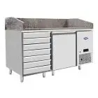 REFRIGERATED PIZZA COUNTER - STAINLESS STEEL - Mod. EPF3490GR - ENERGY CLASS A - SUITABLE FOR PIZZA CONTAINERS cm 60x40 - VENTILATED COOLING - N. 1 DOOR - N. 7 AMBIENT DRAWERS cm 60x40 - TEMPERATURE -2°/+8°C - Dim. cm. L 151 x D 80 x h 100/160 - CE APPROV