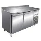 REFRIGERATED COUNTER WITH UPSTAND - STAINLESS STEEL AISI 304 - VENTILATED COOLING - Mod. G-GN2200BT - GASTRONORM 1/1 (cm 53x32,5) - DOUBLE SOLID DOOR - GROSS CAPACITY Lt 282 - TEMPERATURE RANGE -18º/-22ºC - Dimensions cm L136 x D70 x h96 - CE APPROVED