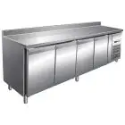 REFRIGERATED COUNTER WITH UPSTAND - STAINLESS STEEL AISI 304 - VENTILATED COOLING - Mod. G-GN4200BT - GASTRONORM 1/1 (cm 53x32,5) - N. 4 SOLID DOORS - GROSS CAPACITY Lt 553 - TEMPERATURE RANGE -18º/-22ºC - Dimensions cm L223 x D70 x h96 - CE APPROVED