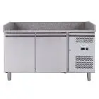 REFRIGERATED PIZZA COUNTER - STAINLESS STEEL AISI 201 - FOR PIZZA CONTAINERS cm 60x40 - VENTILATED COOLING - Mod. G-PZ2600TN FC - DOUBLE SOLID DOOR - Temperature range -2°/+8°C - Dimensions cm 151X80X100 - CE APPROVED