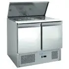 Refrigerated saladette - Stainless steel AISI 201 - Mod G-S902-FC - Gastronorm 1/1 (cm 53 x 32,5) - Static cooling - Double solid door - Temperature range +2°/+8°C - Dimensions cm L 104,5 x D 70 x 85 H
