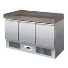 REFRIGERATED PIZZA COUNTER - STAINLESS STEEL AISI 304 - GASTRONORM 1/1 (cm 53x32,5) - STATIC COOLING - Mod. G-S903PZVRX - TRIPLE SOLID DOOR - Temperature range +2°/+8°C - Dimensions cm 140X70X102 - CE APPROVED