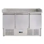 REFRIGERATED PIZZA COUNTER - STAINLESS STEEL AISI 201 - GASTRONORM 1/1 (cm 53x32,5) - STATIC COOLING - Mod. G-S903PZVRX FC - TRIPLE SOLID DOOR - Temperature range +2°/+8°C - Dimensions cm L140 x D70 x h102 - CE APPROVED