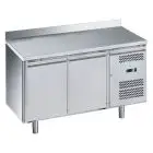 REFRIGERATED COUNTER WITH UPSTAND - STAINLESS STEEL AISI 201 - FOR SNACK BARS - VENTILATED COOLING - Mod. G-SNACK2200TN-FC - N. 2 SOLID DOORS - GROSS CAPACITY Lt 159 - TEMPERATURE RANGE -2°/+8°C - Dimensions cm L 136 x D60 x h95 - CE APPROVED