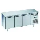 REFRIGERATED COUNTER - STAINLESS STEEL AISI 201 - FOR SNACK BARS - VENTILATED COOLING - Mod. G-SNACK3100TN-FC - N. 3 SOLID DOORS - GROSS CAPACITY Lt 239 - TEMPERATURE RANGE -2°/+8°C - Dimensions cm L 179,5 x D60 x h85 - CE APPROVED