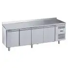 REFRIGERATED COUNTER WITH UPSTAND - STAINLESS STEEL AISI 201 - FOR SNACK BARS - VENTILATED COOLING - Mod. G-SNACK4200TN-FC - N. 4 SOLID DOORS - GROSS CAPACITY Lt 342 - TEMPERATURE RANGE -2°/+8°C - Dimensions cm L 223 x D60 x h95 - CE APPROVED