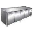 REFRIGERATED COUNTER WITH UPSTAND - STAINLESS STEEL AISI 304 - FOR SNACK BARS - VENTILATED COOLING - Mod. G-SNACK4200TN - N. 4 SOLID DOORS - GROSS CAPACITY Lt 449 - TEMPERATURE RANGE -2°/+8°C - Dimensions cm L223 x D60 x h96 - CE APPROVED