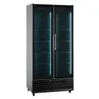 UPRIGHT FRIDGE - BLACK PAINTED STEEL - FOR BEVERAGES - VENTILATED - Mod I LOOC 80 JUMBO N - CAPACITY of 690 liters - 2 GLASS DOORS - TEMPERATURE 0/+10°C - DIMENSIONS cm L 94 x D 61,5 x H 202,3 - CE STANDARD