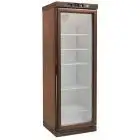 WOODEN WINE DISPLAY COOLER - Mod. KL2791F - Static cooling - TEMPERATURE RANGE +18°/+22°C - Capacity Lt. 310 - Supply single phase 230V/1/50Hz - Power W 150 - Dimensions cm L64 x D61 x h186 - Weight Kg 130