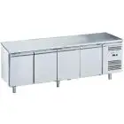 Refrigerated counter - Stainless steel AISI 201 - Mod M-GN4100BT-FC - Gastronorm 1/1 (cm 53 x 32,5) - Ventilated - 4 doors - Gross capacity 553 liters - Temperature -18°/-22°C - Dimensions cm L 223 x D 70 x H 85