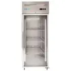 Upright fridge - Stainless steel AISI 201 - Mod M-GN650TNG-FC - Gastronorm 2/1 (65 x 53 cm) - Ventilated - 1 glass door - Capacity 650 liters - Temperature 0°/+8°C - Dimensions cm L 74 x D 83 x 201 H