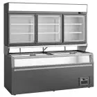 Multideck chiller combined with panoramic island and refrigerated wall cabinet Klimaitalia CANADA 210