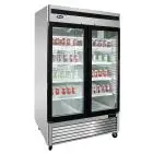 UPRIGHT FRIDGE - STAINLESS STEEL - Mod. MCF8707GR - VENTILATED COOLING - CAPACITY LT 1300 - N. 2 GLASS DOORS - TEMPERATURE 0°/+8°C - Dim. cm L 138,2 x D 80,5 x h 211,2 - CE APPROVED