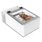 REFRIGERATED COUNTERTOP DISPLAY CASE - MOD. CREAM 2V W - ENERGY SAVING -10% - CAPACITY LT. 28 - STATIC COOLING - TEMPERATURE RANGE -10°/-22° - Dim. Cm. L 49 x D 79 x h 34,5 - CE standards