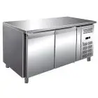 REFRIGERATED TABLE - AISI 304 STAINLESS STEEL - PASTRY-SPECIFIC - VENTILATED COOLING - Mod. RVZ2100TN - N. 2 DOORS - CAPACITY Lt 428 - TEMPERATURE -2°/+8°C - Dim. cm. L 151 x D 80 x h 86 - CE approved