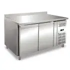 REFRIGERATED TABLE WITH UPSTAND - AISI 304 STAINLESS STEEL - PASTRY-SPECIFIC - VENTILATED COOLING - Mod. RVZ2200TN - N. 2 DOORS - CAPACITY Lt 428 - TEMPERATURE -2°/+8°C - Dim. cm. L 151 x D 80 x h 96 - CE approved