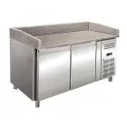 REFRIGERATED PIZZA COUNTER - AISI 304 STAINLESS STEEL - SUITABLE FOR PIZZA CONTAINERS cm 60x40 - VENTILATED COOLING - Mod. RB02 - N. 2 DOORS - TEMPERATURE +2°/+8°C - Dim. Cm L 151 x D 80 X h 100 - CE approved