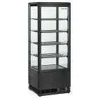 REFRIGERATED TOWER DISPLAY - BLACK - FOR BEVERAGES - Mod. RC98B - Temperature +2°/+12°C - Capacity lt. 98 - Single phase V230/1 - Power W 180 - Dimensions cm L 42,8 x D 38,6 x h 111 - Weight Kg. 38