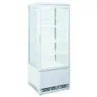 REFRIGERATED TOWER DISPLAY - WHITE - FOR BEVERAGES - Mod. RC98W - Temperature +2°/+12°C - Capacity lt. 98 - Single phase V230/1 - Power W 180 - Dimensions cm L 42,8 x D 38,6 x h 111 - Weight Kg. 38