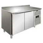 REFRIGERATED TABLE WITH UPSTAND - AISI 304 STAINLESS STEEL - VENTILATED COOLING - Mod SNACK 2200 TNF - N 2 DOORS - CAPACITY Lt 260,3 - TEMPERATURE -2°/+8°C - Dim cm L 136 x D 60 x h 96
