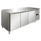 REFRIGERATED TABLE - AISI 304 STAINLESS STEEL - VENTILATED COOLING - Mod SNACK 3100 TNF - N 3 DOORS - CAPACITY Lt 386 - TEMPERATURE -2°/+8°C - Dim cm L 179,5 x D 60 x h 86