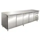 REFRIGERATED TABLE - AISI 304 STAINLESS STEEL  - VENTILATED - Mod UOCEM4100TN - 4 DOORS - CAPACITY 511 lt - TEMPERATURE -2°/+8°C - Dimensions cm L 223 x D 60 x H 86 - CE Standard