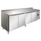 REFRIGERATED TABLE WITH UPSTAND - AISI 304 STAINLESS STEEL - VENTILATED COOLING - Mod SNACK 4200 TNF - N 4 DOORS - CAPACITY Lt 511 - TEMPERATURE -2°/+8°C - Dim cm L 223 x D 60 x h 96