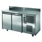 REFRIGERATED COUNTER WITH UPSTAND - STAINLESS STEEL AISI 304 - Mod. UG02M60AL - VENTILATED COOLING - N. 2 DOORS - TEMPERATURE 0°/+10°C - Dimensions cm. L 146 x D 60 x H 95/102 - EC standards