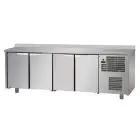 REFRIGERATED COUNTER WITH UPSTAND - STAINLESS STEEL AISI 304 - Mod. UG04M60AL - VENTILATED COOLING - N. 4 DOORS - TEMPERATURE 0°/+10°C - Dimensions cm. L 236 x D 60 x H 95/102 - EC standards