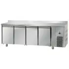 REFRIGERATED COUNTER WITH UPSTAND - STAINLESS STEEL AISI 304 LT - VENTILATED COOLING - Mod. UG04MBTAL - GASTRONORM 1/1 - N. 4 DOORS - TEMPERATURE -18°/-22°C - Dimensions cm L 232 x D 71,5 x H 95/102 - EC standards