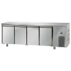 REFRIGERATED COUNTER - STAINLESS STEEL AISI 304 LT - VENTILATED COOLING - Mod. UG04MBT - GASTRONORM 1/1 - N. 4 DOORS - TEMPERATURE -18°/-22°C - Dimensions cm L 232 x D 71,5 x H 85/92 - EC standards