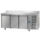 REFRIGERATED COUNTER WITH UPSTAND - STAINLESS STEEL AISI 304 - FOR BAKERIES - TRAYS cm 60x40 - VENTILATED COOLING - Mod. UQ03MAL - N. 3 DOORS - TEMPERATURE 0°/+10°C - Dimensions cm. L 215 x D 80 x H 95/102 - EC standards