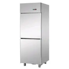 UPRIGHT FRIDGE - STAINLESS STEEL AISI 304 - VENTILATED COOLING - Mod. B206EBT - CAPACITY LT 600 - N. 2 DOORS - TEMPERATURE -18°/-22°C - Dimensions Cm L 71 x D 70 x H 203/210 - EC standards