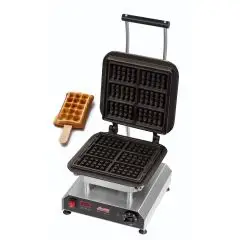 SINGLE WAFFLE MAKER - MOD. 2351824EU - CAST IRON - SHAPE: N. 6 RECTANGULAR WAFFLES cm 8 x 6 x 2,5 - SUPPLY V 230/50Hz SINGLE PHASE - POWER W 2800 - DIMENSIONS Cm L 32 x D 34 x h 27,5 - EC STANDARDS