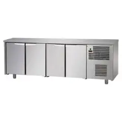 REFRIGERATED COUNTER - STAINLESS STEEL AISI 304 - Mod. UG04M60 - VENTILATED COOLING - N. 4 DOORS - TEMPERATURE 0°/+10°C - Dimensions cm. L 236 x D 60 x H 85/92 - EC standards