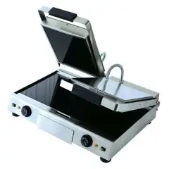 ELECTRIC TOASTER WITH SMOOTH GLASS CERAMIC BASE AND LIDS - WITH 2 THERMOSTATIC CONTROLS -  Mod. T-9-600-450 - Dim. Cm L 60 x D 45 x h 13 - Lid power 2 x 700W 1K - Base power 800+800W 2K