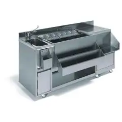 COCKTAIL STATION - WITH SINK AND DRAINBOARD - MOD. 130100 - Dimensions Cm L155 x D56 x h83,5 - Weight Kg. 76 - Volume: 0,8