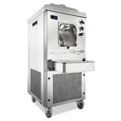 BATCH FREEZER FOR ICE CREAM - MOD. GEP 12K ST - AIR-COOLED CONDENSER - CAPACITY 6 liters - MAXIMUM HOURLY PRODUCTION 16 liters / 12 kg - POWER SUPPLY 220-240 V / 50 Hz SINGLE PHASE - POWER W 1300 - DIM. cm L 66 x D 43,5 x 105 H - CE STANDARD